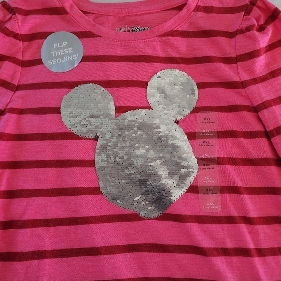 Nnew GAP Kids X Disney striped long sleeve sequins mickey mouse shirt size XXL - Picture 3 of 7